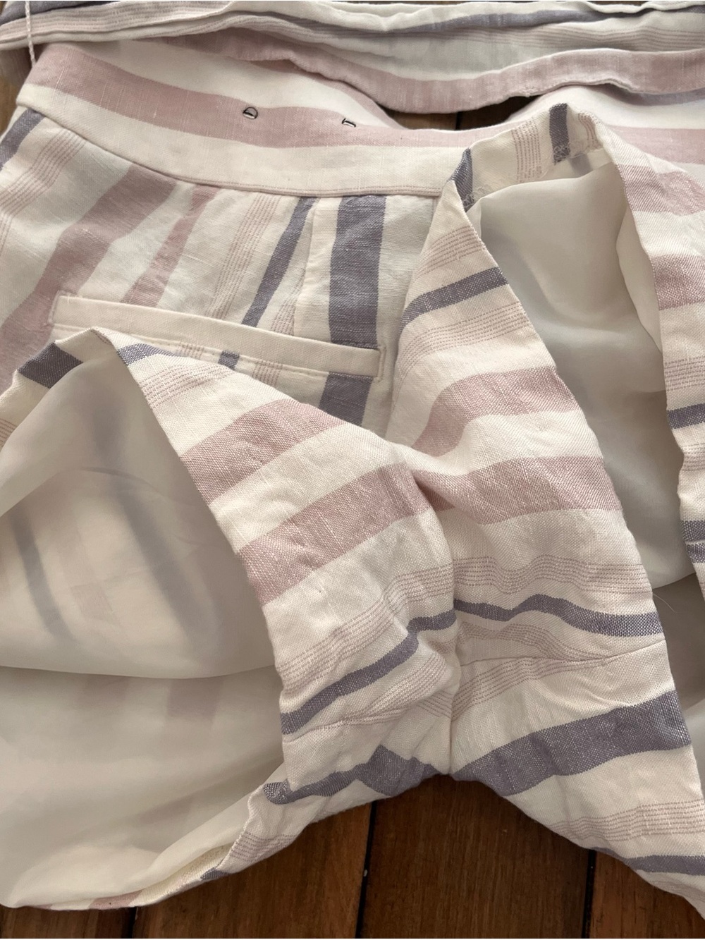 Like new Shortie high rise Striped Pink and Lavender Tie-Waist Shorts - Picture 7 of 7